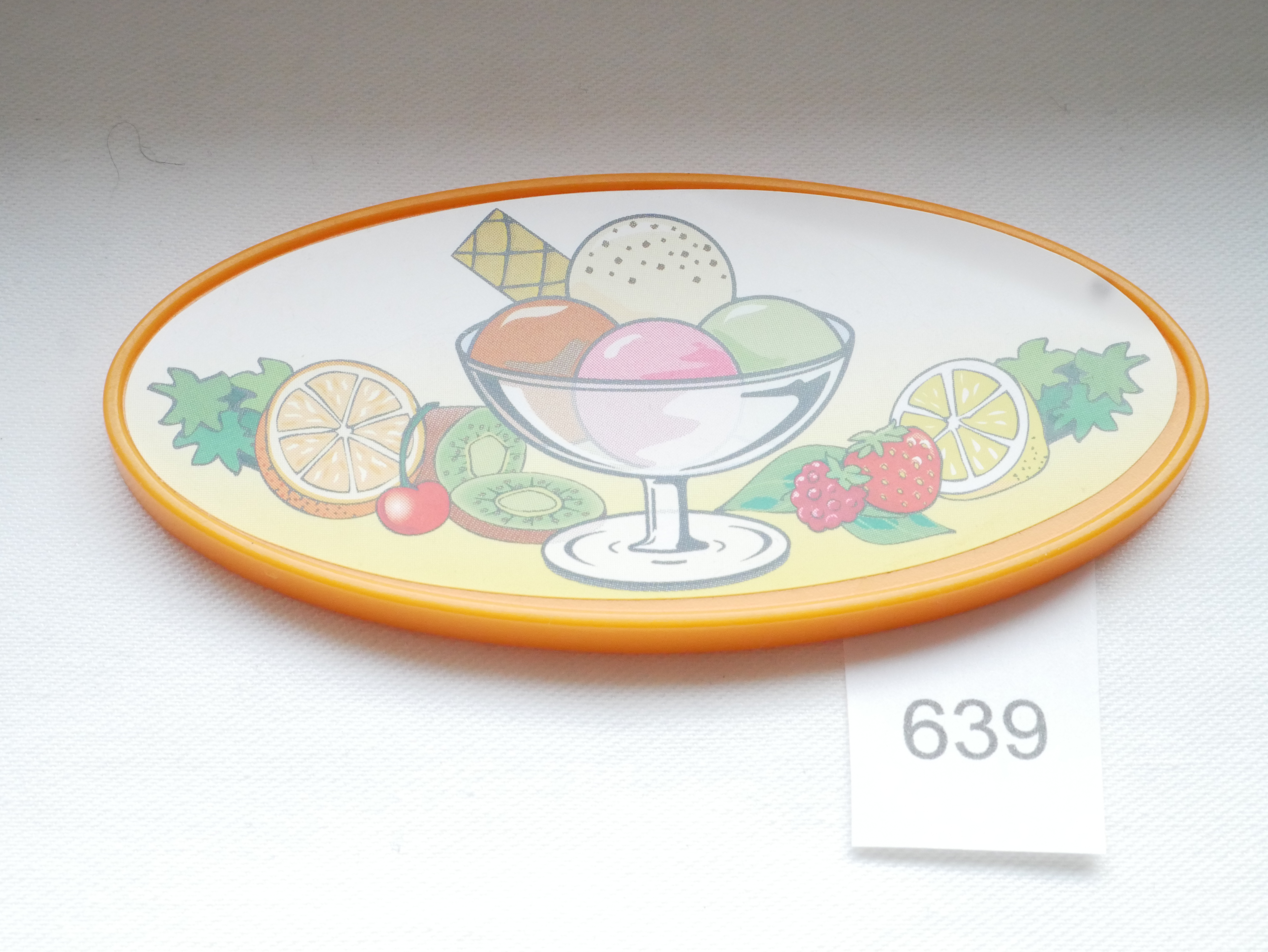 Playmobil Schild orange oval mit Eisdielenaufkleber aus 4134,5644