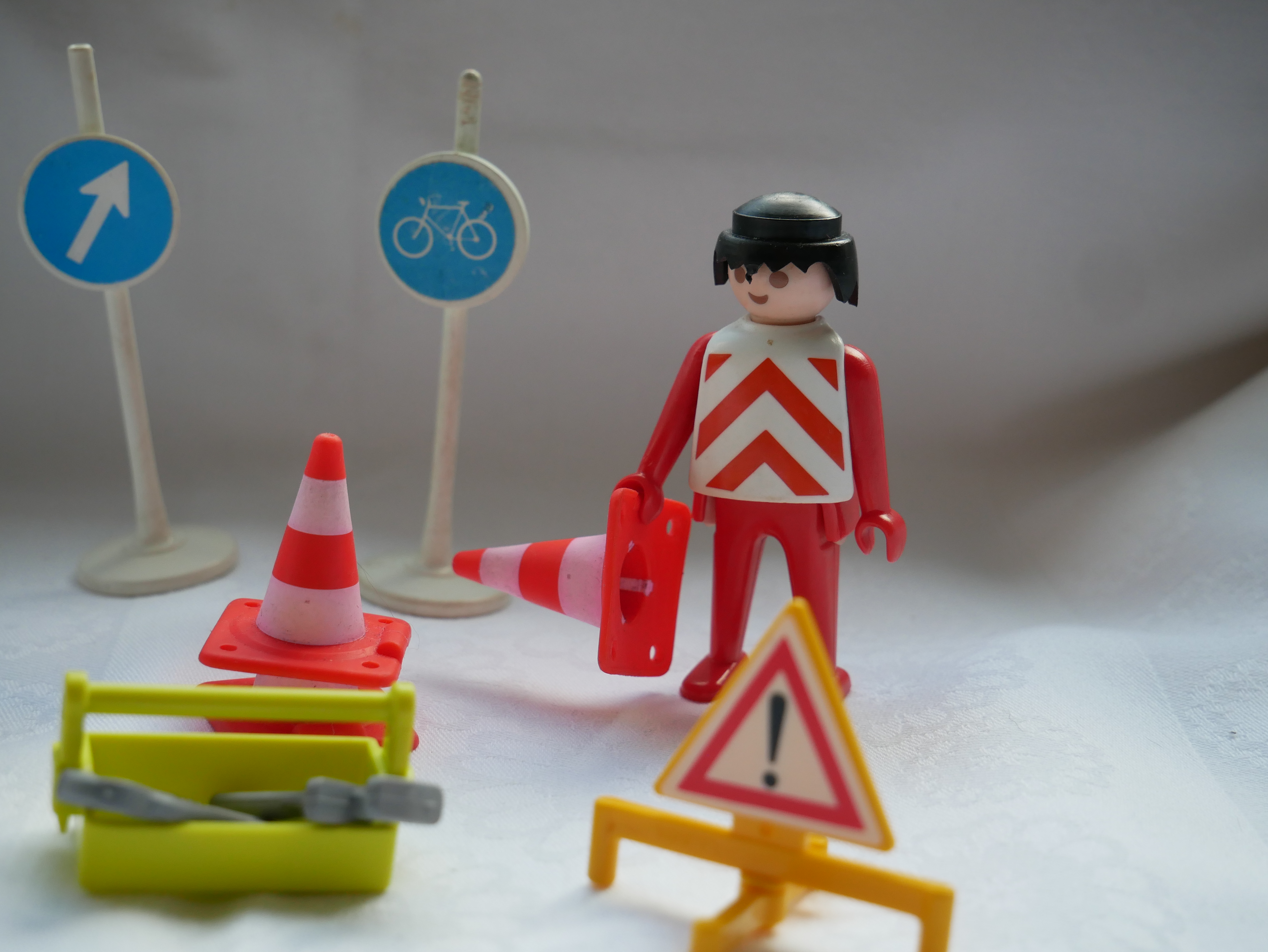 Playmobil Set Baustelle, Bauarbeiter mit Schildern