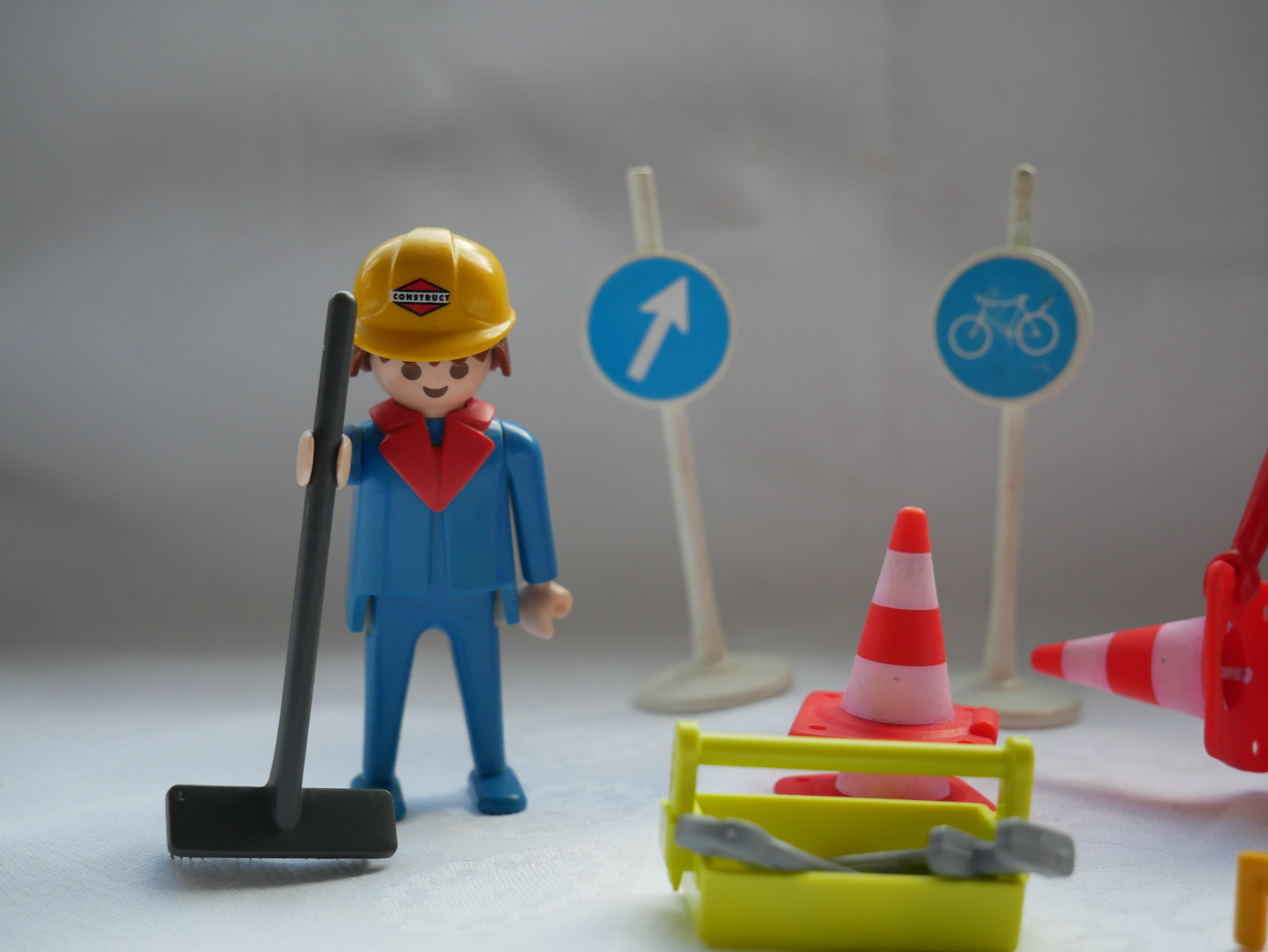 Playmobil Set Baustelle, Bauarbeiter mit Schildern