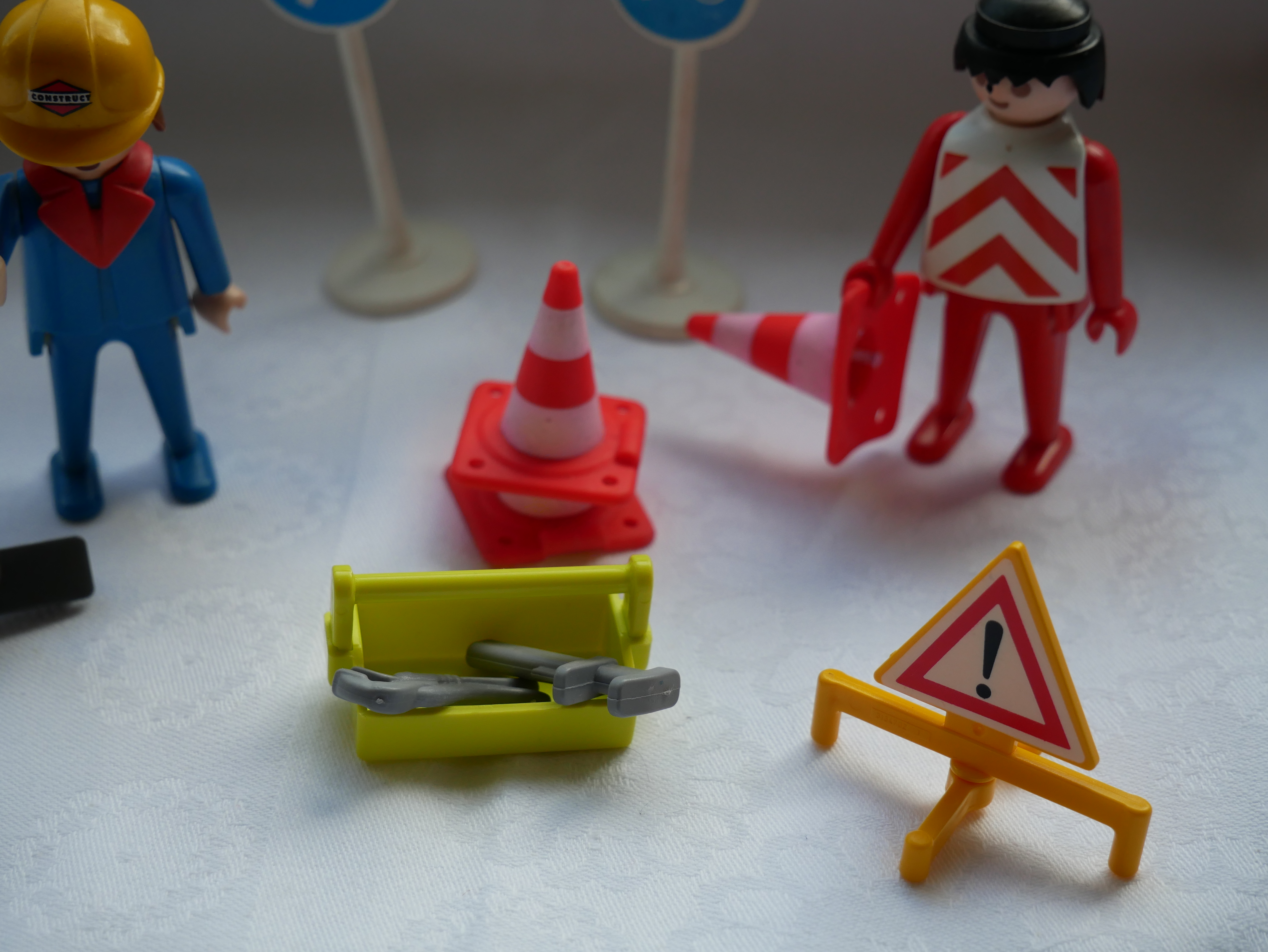 Playmobil Set Baustelle, Bauarbeiter mit Schildern
